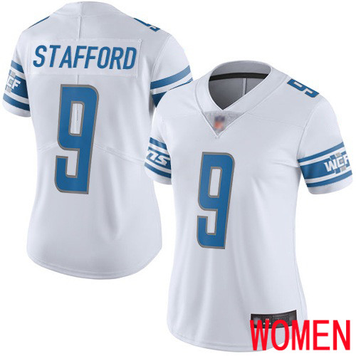 Detroit Lions Limited White Women Matthew Stafford Road Jersey NFL Football #9 Vapor Untouchable->women nfl jersey->Women Jersey